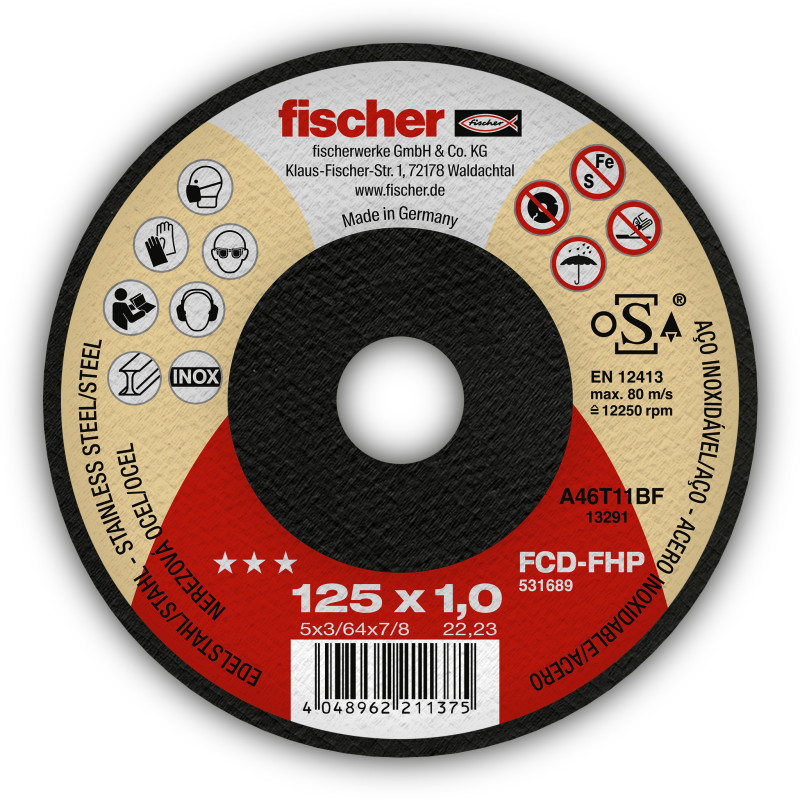 Tarcza tnąca fischer FCD-FHP 125 x 1 x 22,23 INO